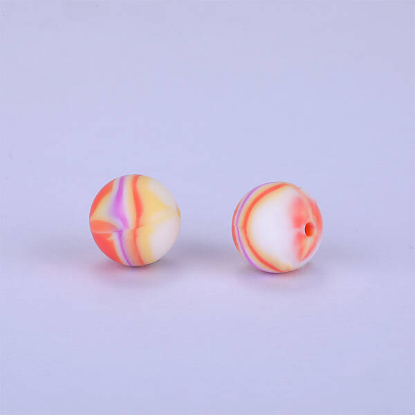 Printed Round Silicone Focal Beads