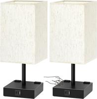 Touch Control Table Lamps Set of 2 - Nightstand Lamp for Bedroom with USB C+A Charging Ports & AC Outlets, 3-Way Dimmable Bed...