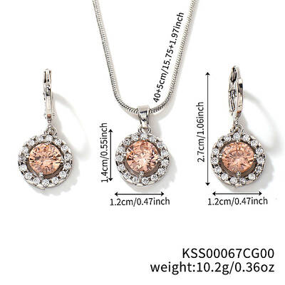 Brass Rhinestones Flat Round Jewelry Set