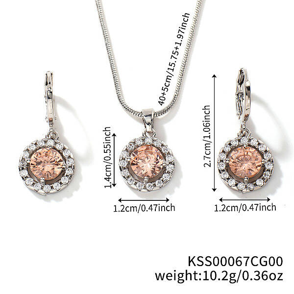 Brass Rhinestones Flat Round Jewelry Set