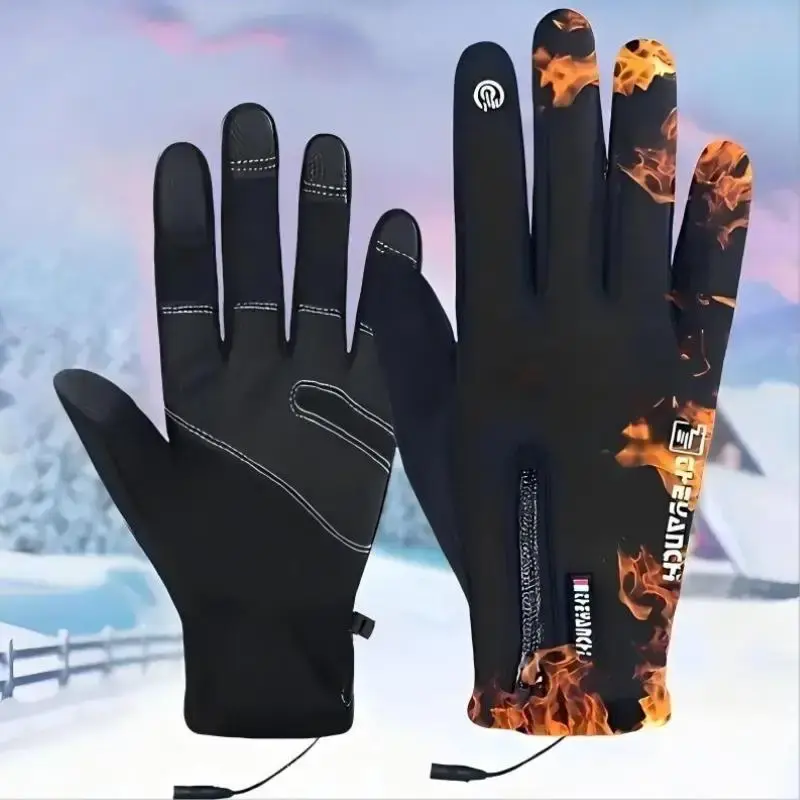 Electric Heated Gloves, USB Waterproof Touch Screen Insulation Hand Warmer, Indoor & Outdoor Sports Gloves for Cycling, Hikin...