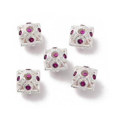 Brass Micro Pave Cubic Zirconia Beads