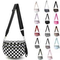 2025 Latest Model Black and White Checkered Nylon Bum Bag Plus Size Friendly Fanny Pack Crossbody - Spacious Design for Essen...