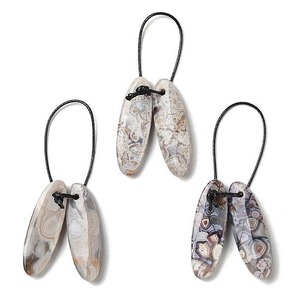 2Pcs Natural Mexican Agate Pendants
