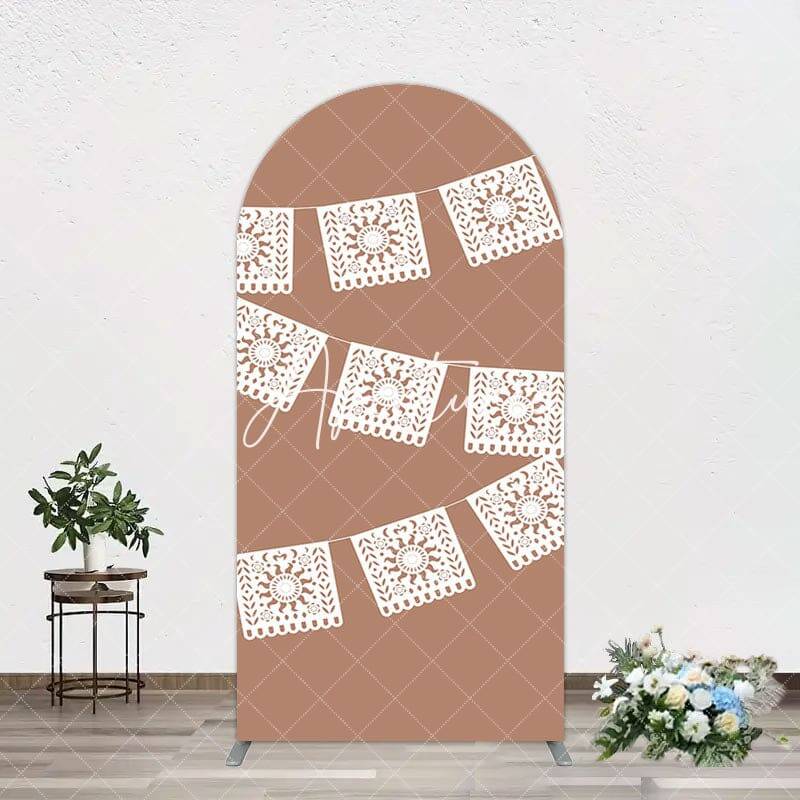 Aperturee Vintage Brown Wedding Paper Cut Banner Arch Backdrop, 1.6X4FT(0.5X1.2M), 38.18 USD, arch backdrop kit, GDDM0Y13-A