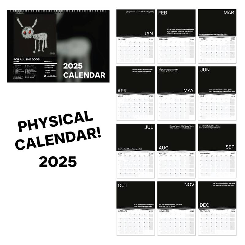 Drake 'slime You Out' 2025 Wall Calendar | Hip Hop Song-inspired Calendar