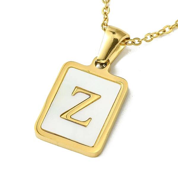 Ion Plating(IP) Rectangle with Initial Letter 304 Stainless Steel Pendant Necklace