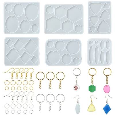DIY Hexagon & Rhombus & Triangle & Oval Pendant Silicone Molds for DIY Earring Making