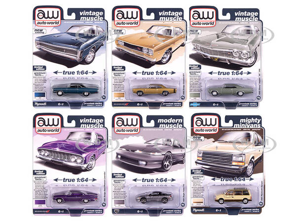 Auto World Premium 2025 Release 2 Set B of 6 pieces 1/64 Diecast Model Cars by Auto World