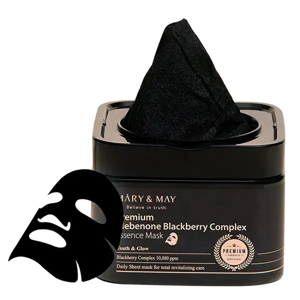 Mary & May Maschera Viso Multiuso Premium Idebenone Blackberry Complex (Essenza Maschera) 20 Pezzi