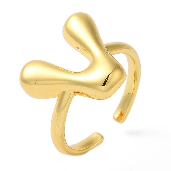 Initials Brass Open Cuff Ring for Women