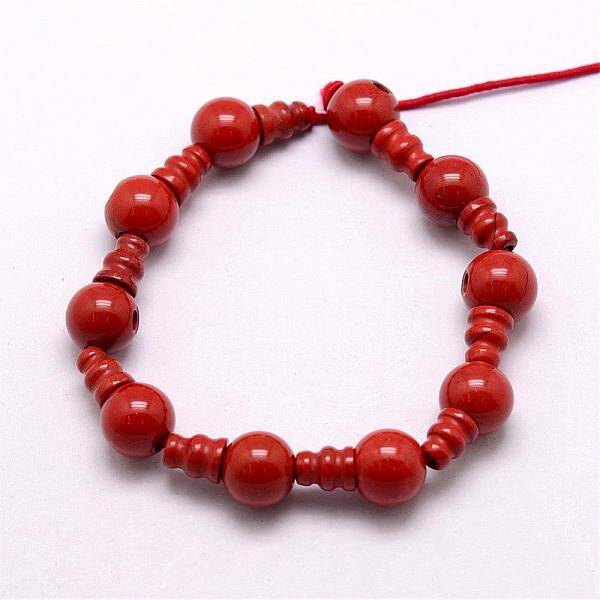 Natural Red Jasper 3-Hole Guru Bead Strands