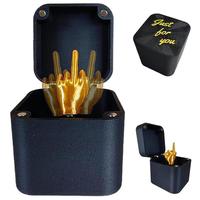 Gold Black Middle Finger Prank Gift Box - Adult Humor Pop Up Prank, Funny Office Desk Decorations Funny Christmas and Holiday...