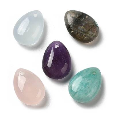 Natural Mixed Gemstone Teardrop Charms