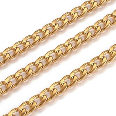 3.28 Feet PVD Vacuum Plating 304 Stainless Steel Cuban Link Chains