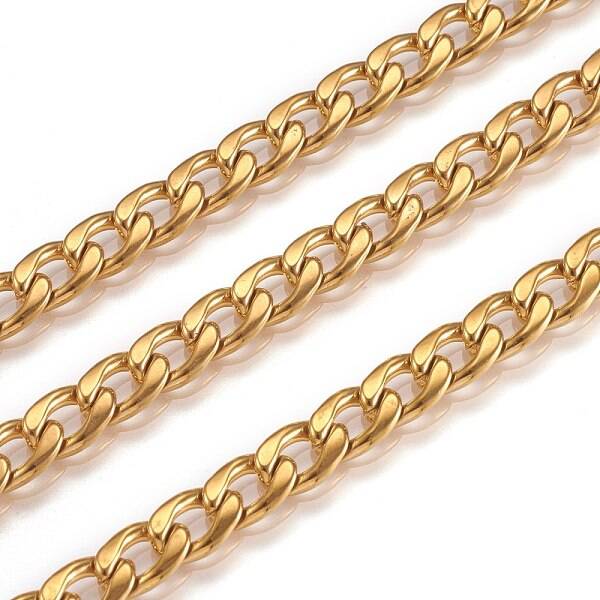 3.28 Feet PVD Vacuum Plating 304 Stainless Steel Cuban Link Chains