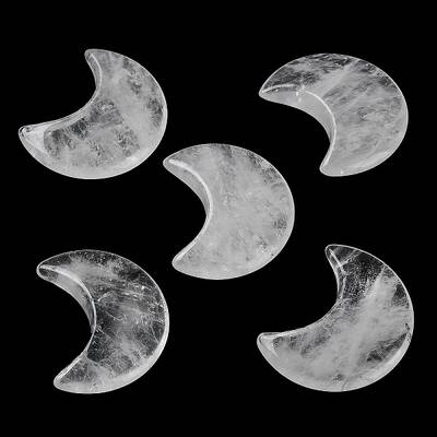 Natural Quartz Crystal Moon Palm Stones