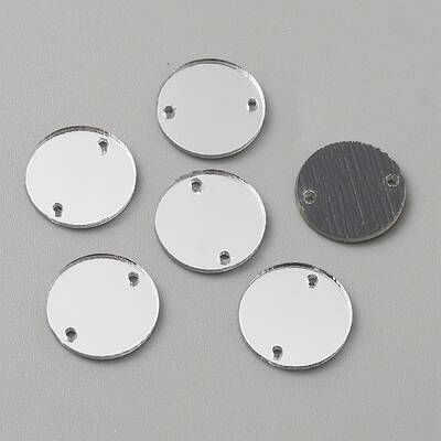 Flat Round Acrylic Mirror Sew on Rhinestone