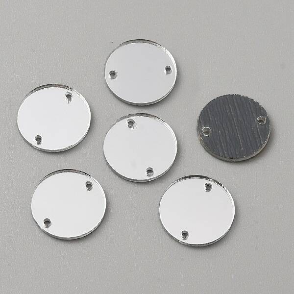Flat Round Acrylic Mirror Sew on Rhinestone