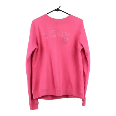 Izod Spellout Sweatshirt - Medium Pink Cotton Blend
