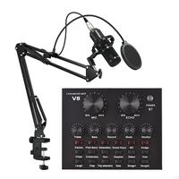 USB Microphone, V8 Audio Sound Card USB External Headset BM-800 Microphone, Live Broadcast Atmosphere Tuner, Audio & Video Ac...