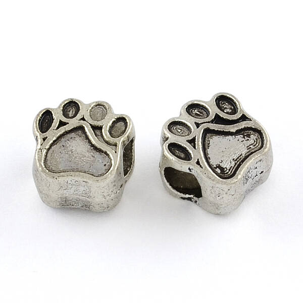Tibetan Style Zinc Alloy Dog Paw Prints European Beads