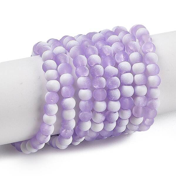 Frosted Crackle Glass Beads Strands