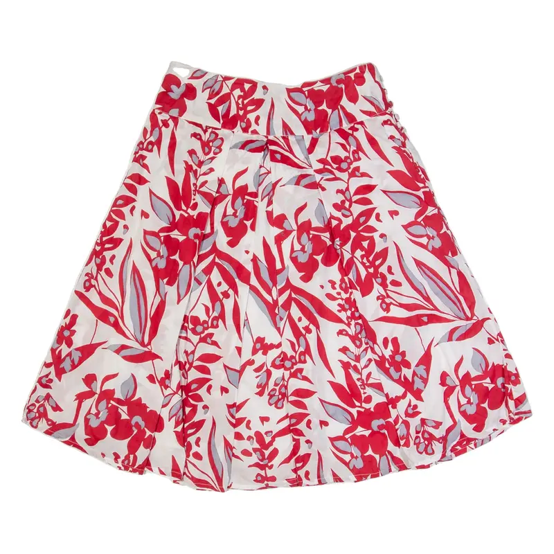 MONSOON Womens Pleated Skirt Red Knee Length Floral UK 8
