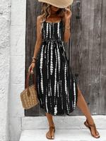 Women's All Over Print Tie Shoulder Sleeveless Cami Dress, Casual Bohemian Adjustable Spaghetti Strap Long Dress for Summer, ...