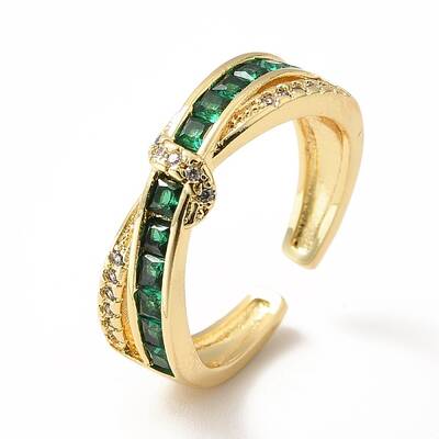 Cubic Zirconia Criss Cross Open Cuff Ring