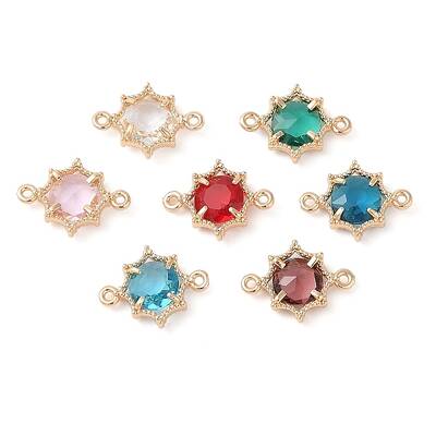 Brass Pave Glass Connector Charms
