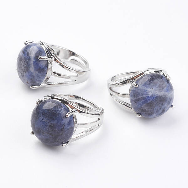 Adjustable Natural Sodalite Finger Rings