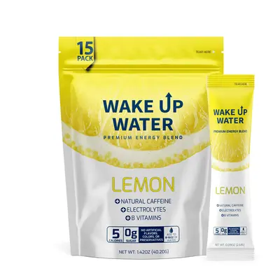 Wake Up Water | Natural Energy + Electrolytes + B Vitamins | Zero Sugar | 175mg Clean Caffeine | Variety Flavors (15 Pack)