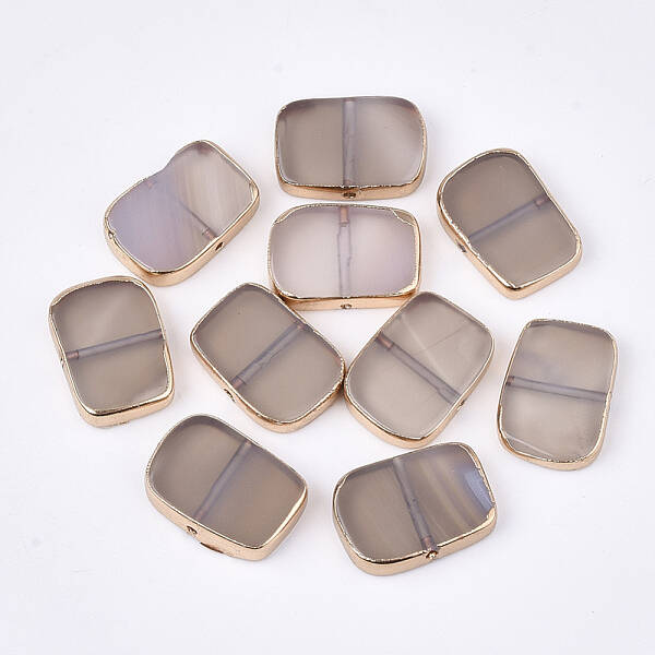 Electroplate Natural Grey Agate Beads