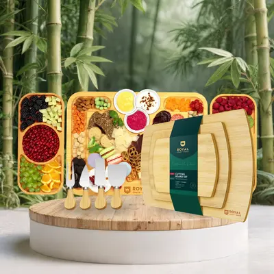 [29] Cheese Board with Side Trays & Slim Cutting Board Set of 3