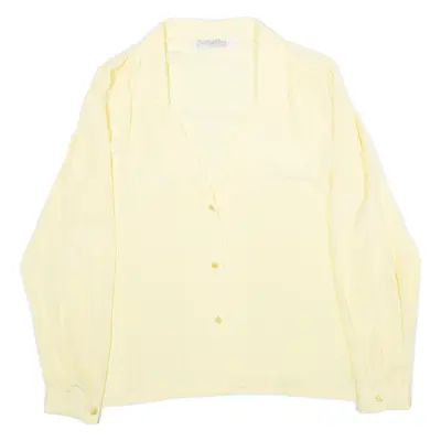 SWISS MODE Womens Plain Shirt Yellow Silk Long Sleeve M