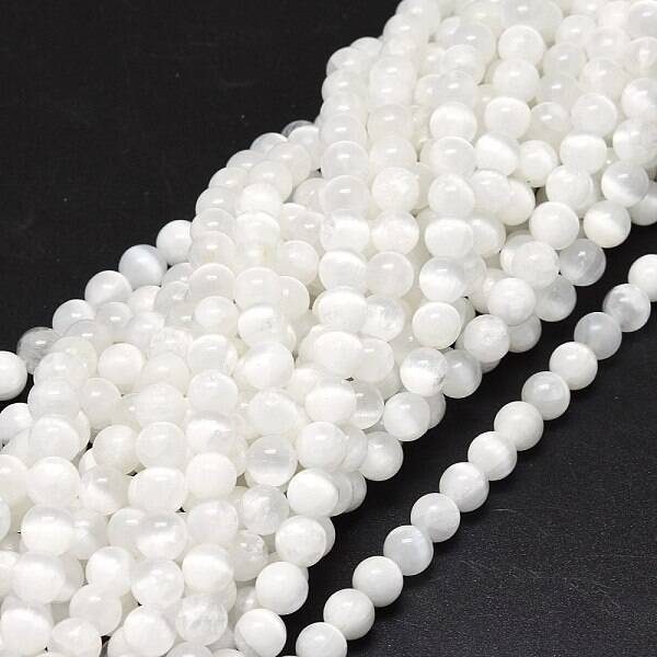 Natural Selenite Beads Strands