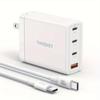 100W USB C Charger,  4-Port GaN Foldable Fast Charger Block with 100W 3.3FT C to C Cable, Compatible with MacBook Pro/Air iPh...