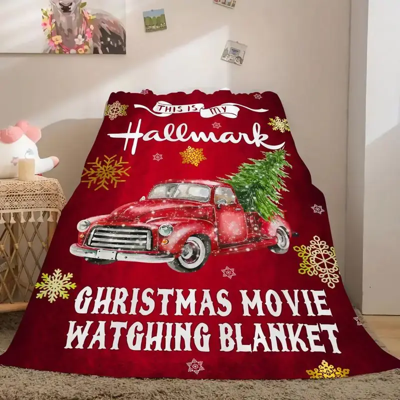 Christmas Car Throw Blanket Soft Cozy Flannel Blankets Bed Travel Sofa for All Season Birthday Christmas Gift