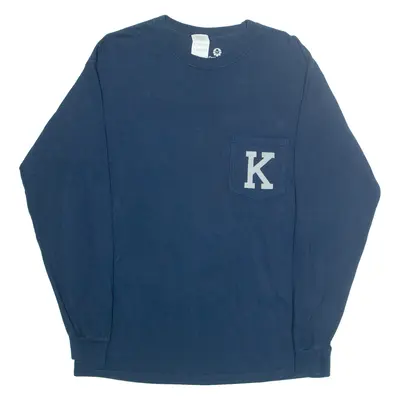 GILDAN Kent Lion Pride Mens T-Shirt Blue Long Sleeve M