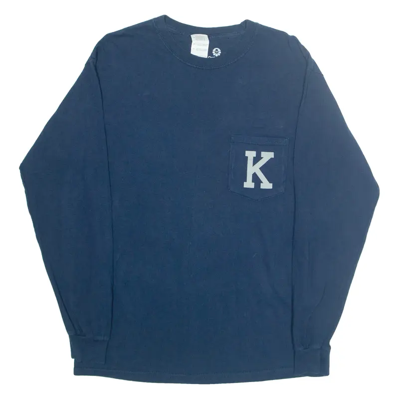 GILDAN Kent Lion Pride Mens T-Shirt Blue Long Sleeve M