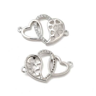 Brass Micro Pave Clear Cubic Zirconia Connector Charms
