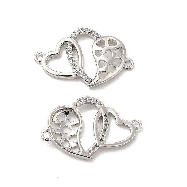 Brass Micro Pave Clear Cubic Zirconia Connector Charms