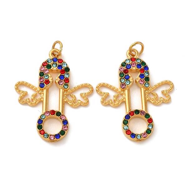 304 Stainless Steel Rhinestone Pendants