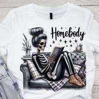 Cotton Short Sleeve  T-Shirt HOMEBODY GLITTER SKELLY unisex super soft comfort tshirt Crewneck Prints Streetwear  Top Sublima...