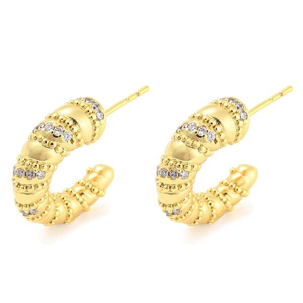 Rack Plating Brass Cubic Zirconia Horn Stud Earrings