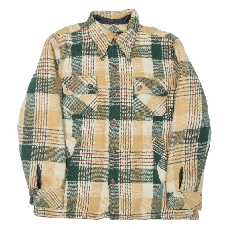 Mens Lumberjack Jacket Beige Wool Check M
