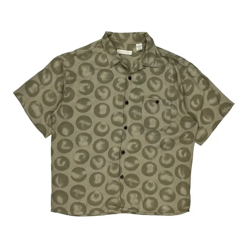 Direction Short Sleeve Shirt - Large Green Rayon