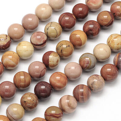 Natural Mookaite Round Bead Strands