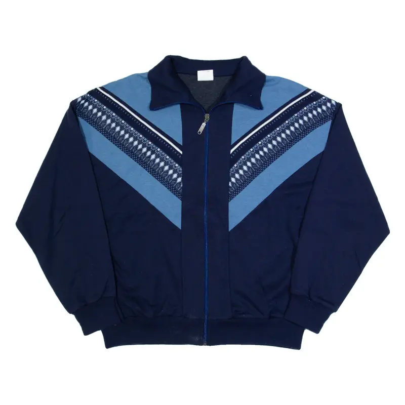 Mens Cardigan Blue High Neck 90s Tight Knit M